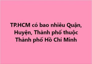 Trả lời: TP.HCM có 22 Quận, Huyện, Thành phố trực thuộc bao gồm:  16 Quận và 5 Huyện và 1 Thành phố thuộc Thành phố.  Ngày trước là 24 vì lúc đó còn Quận 2 và Quận 9.  Cùng điểm qua nhé!  Quận Thủ Đức gộp cùng Quận 2, Quận 9 và Thủ Đức được lấy tên là Thành phố trực thuộc Thành phố Hồ Chí Minh.  Và Thủ Đức là tên Thành phố đầu tiên thuộc TP.HCM.  Vì vậy sẽ không còn Quận 2, Quận 9, bây giờ gọi chung là THÀNH PHỐ THỦ ĐỨC.  Quận 1 Quận 3 Quận 4 Quận 5 Quận 6 Quận 7 Quận 8 Quận 10 Quận 11 Quận 12 Quận Tân Phú Quận Phú Nhuận Quận Bình Tân Quận Tân Bình Quận Gò Vấp Quận Bình Thạnh Huyện Bình Chánh Huyện Cần Giờ Huyện Củ Chi Huyện Nhà Bè Huyện Hóc Môn Thành phố Hồ Chí Minh sẽ đưa 4 huyện lên Thành phố trực thuộc TP.HCM và 1 huyện lên Quận. Nguồn từ Báo Tuổi Trẻ.  Xem thêm: Việt Nam có bao nhiêu tỉnh thành phố?